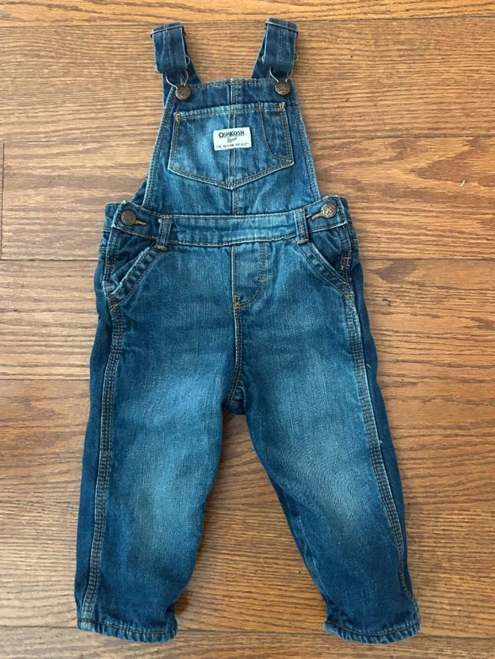 OshKosh B'gosh Fleece-Lined Denim Overalls Girls 18 Months Cold Gear Baby Girl